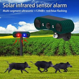 keeda Solar Motion Sensor Alarm 130db Loud Dual Speaker Motion Detector Alarm Strobe Light 4 Modes Alarm Siren Waterproof for Farm, Barn, Villa, Home, Yard, Barn (1 PCS)