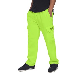 VICTORIOUS Men's Heavyweight Fleece Cargo Sweatpants - VICTORIOUS77 - Neon Green - 4XL