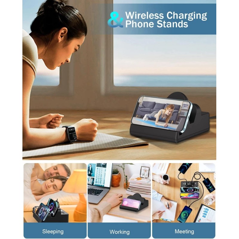 Multi-Port Wireless Charging Station: 8-in-1 with QC & PD Fast