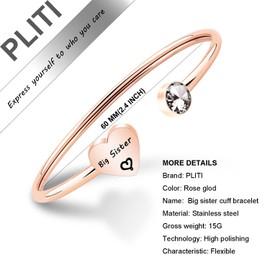 PLITI Big Sis Little Sis gifts Sister Bracelets for 2 Friendship Bracelets (CA Big Sis Little Sis Ros)