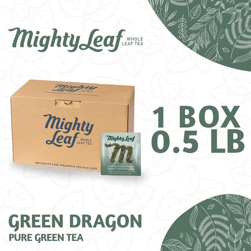 Mighty Leaf Organic Green Dragon Tea, 100 Tea Pouches