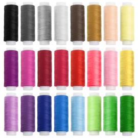 Faden & Nadel Sewing Thread Set: 24 Rolls Sewing Thread for Sewing Machine in Various Trendy and Standard Colours 100% Polyester Length 180 m Each
