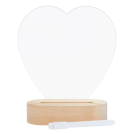 Heartfelt Collection Desk Lamp - Acrylic LED Lighted USB Night Light with Wood Base, 7 x 8-Inch, Heart with Pen