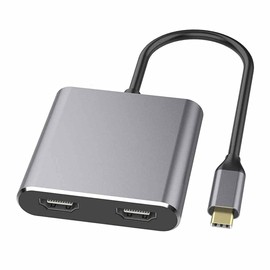 ANDROSET Type C to Dual HDMI USB 3.0 PD Converter 4 in 1 USB C Dock Station Hub 4K Hdmi Adapter Cable