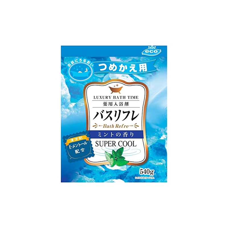 Bath Refre Super Cool Medicated Bath Salt, M, Refill, 19.4