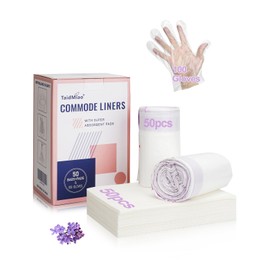 TaidMiao 50-Piece Commode Liner Set with Super Absorbent Pads and Disposable Gloves, Lavender Scented, Universal Fit for Toilet Seats, Portable Toilets & Camping Use (50 Bags + 50 Pads + 100 Gloves)