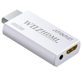 AUTOUTLET Wii to Hdmi Converter Output Video Audio Adapter, Wii2HDMI 3.5mm Audio Video Output Supports 720/1080P All Wii Display Modes Compatible with Wii