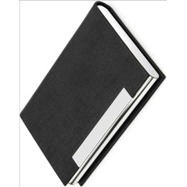 AYCLIF Business Card Holder Professional PU Leather Metal Name Card Holder Bag Business Card Holder for Men and Women with Magnetic Closure, Blue