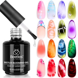 Beetles Blooming Gel 15ml Clear Uv Led Blossom Gel Polish for Spreading Effect Marble Natural Stone Watercolor Floral Print Soak off Diy Nail Art Design Manicure Gift for Women