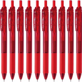 Pentel EnerGel S BLN125-B Gel Ink Ballpoint Pen, Tip Diameter: 0.02 inches (0.5 mm), Color: Red, Count: 10