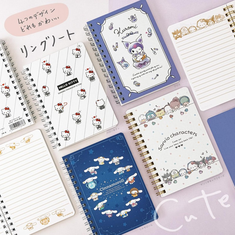 Yamano Shigyo 412371 Sanrio Characters Ring Notebook, A6