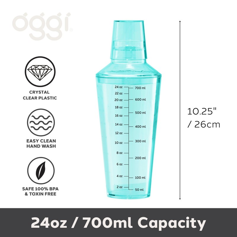 OGGI Clear Cocktail Shaker - 24 oz / 700 ml,