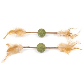 CanadianCat Company | Katzenspielzeug | Katzenminze Kugel mit Matatabi Stick und Feder (2 Stück)