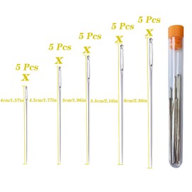 25 Pieces Big Eye Sewing Needle, 5 Sizes Sewing Needles, Hand Sewing Needle, Large Eye Stitching Kintting Stitching Needles Set