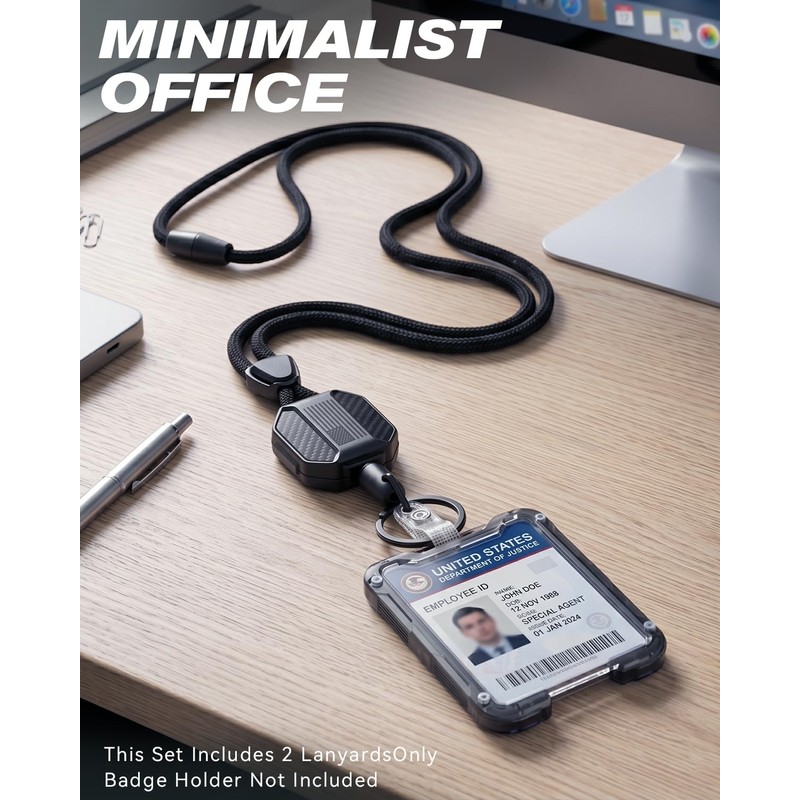 LIUGX 2 Pack Retractable Lanyards for ID Badges, Heavy DutyBreakaway