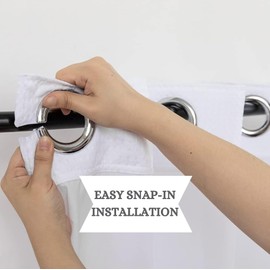 WPM No Hooks Required Shower Curtain with Snap-in Liner Waffle Weave Design, Hotel Style Waterproof & Washable, Mesh top Window Easy Snaphook Bathroom Curtains (72"X74" W/Liner, White)