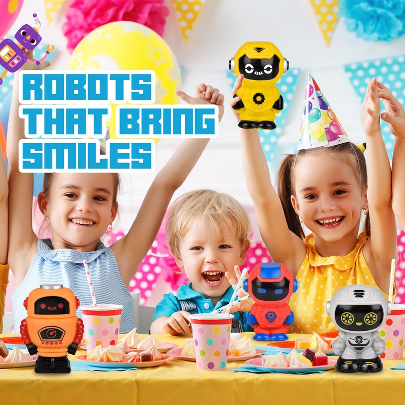 Forest & Twelfth 6" Grey Rubber Robot Toy, Cute Mini