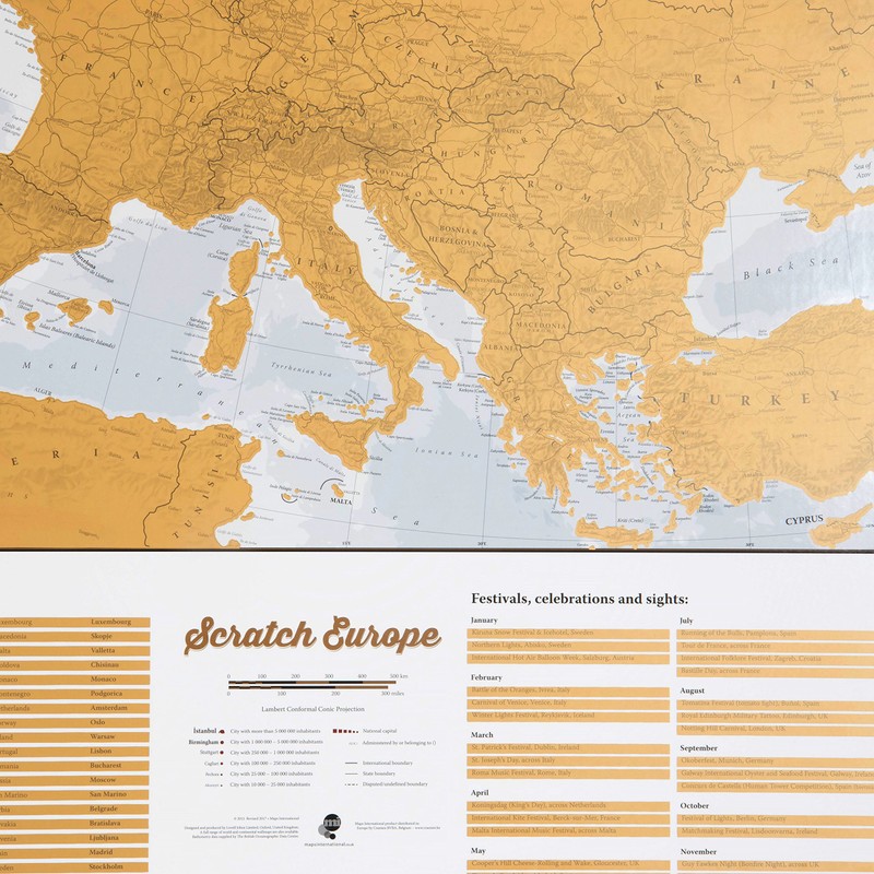 Scratch Off Europe Edition Poster – Most Detailed Cartography -