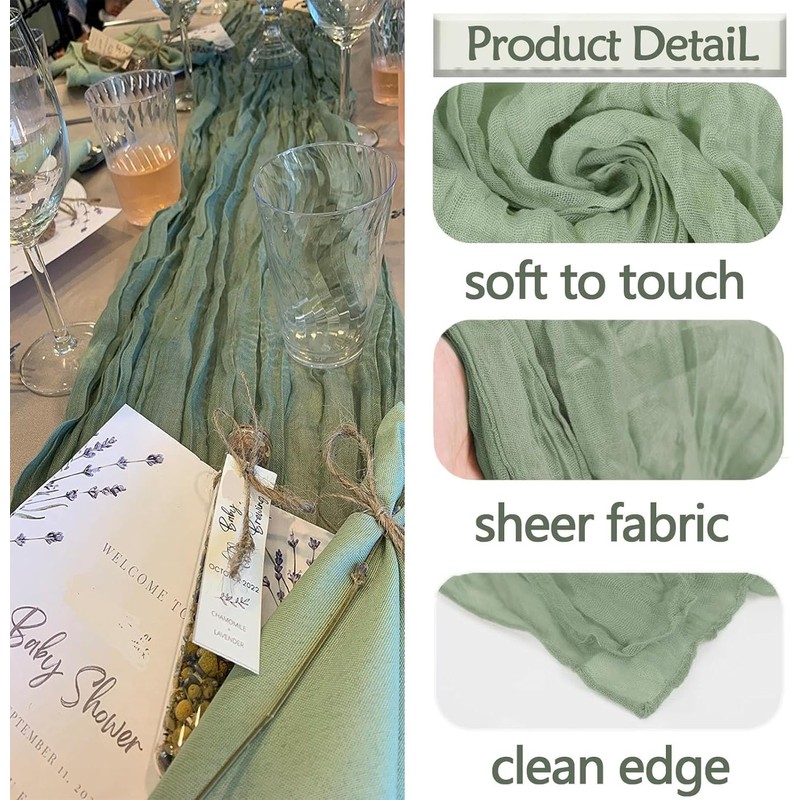 3 Pack Cheesecloth Table Runner, Table Decor Romantic Wedding Runner
