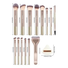 18 Brochas De Maquillaje Profesionales Alta Calidad Color Oro Pálido