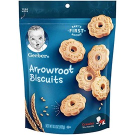 Gerber Snacks for Baby Biscuits, Arrowroot, 5.5 oz Bag (4 Pack)
