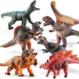 TEMI 7 Piece Jumbo Dinosaur Toys for Kids 3-5, Large Soft Toys for Dinosaur Love