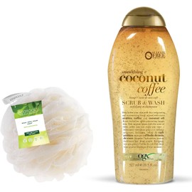 Kit Esponja Suave EcoTools y Body Wash Exfoliante Coco Café OGX