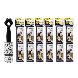 KORBOND Pet Lint Roller & Lint Refill Rolls Set - 429 Sheets - Printed Pet Roller (33) plus 12 Refill Rolls (396) - Dog Hair Remover - Cat Hair Remover