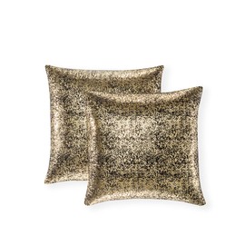 Xinrjojo Black and Gold Throw Pillows Pack of 2, Shimmery Pillow, Soft Sparkling Decorative Square Black Throw Pillow Covers Set 16 x 16 Inch, Cushion Pillowcases for Sofa Bedroom Car Bronzing