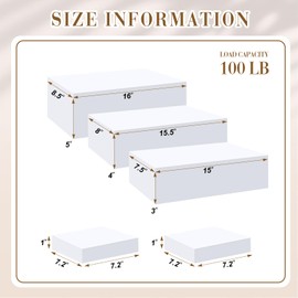 Leinuosen 5 Pcs Large Buffet Risers Set Rectangle Acrylic Display Box Catering Dessert Table Riser Food Display Decorative Stand with Hollow Bottom for Catering(White)