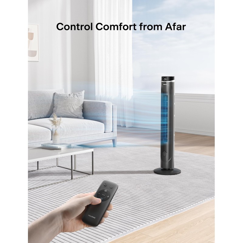 PELONIS 42-Inch Tower Fan for bedroom, Standing Fan with 90°