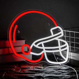 Football Helmet Neon Sign for Wall Decor Helmet Shaped Neon Light LED Cool Sports Neon Signs for Bedroom Gamer Room Man cave Rugby Gifts for Boys Teens
