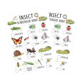 Zcsni 25 Pcs Nature Scavenger Hunt Cards, Outdoor Insect Scavenger Hunts, Camping Scavenger Hunt Game Set, Outdoor Travel Seek Activity, Holiday Party Games for Family Friend, A03
