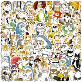 AUCEKO Pack of 100 Cat Stickers Pack Anime Cats Sticker Set Waterproof Vinyl Stickers for Laptop Children Cars Motorcycle Bicycle Skateboard Luggage Suitcase Computer Sticker Graffiti Decal