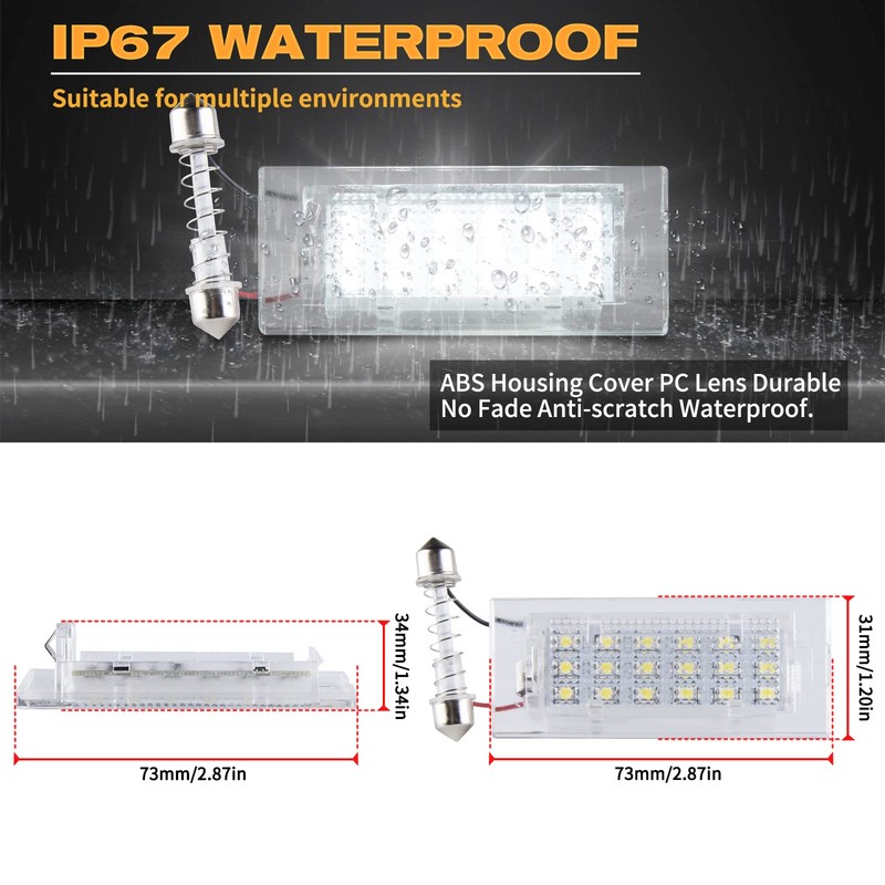 POPMOTORZ Number Plate Light, 2 Pieces Number Plate Light for
