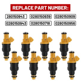 BOMLING Fuel Injectors Set Compatible with Ford 4.6 5.0 5.4 5.8 E150 E250 E350 F150 F250 F350 Mustang Thunderbird Lincoln Town Car 1986-2005 Engines - Replaces 0280150943, Pack of 8
