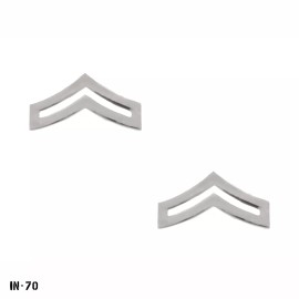 PAIR CPL ~ Corporal Chevron Rank Pins ~ Silver Tone ~ NOS Gemsco USA
