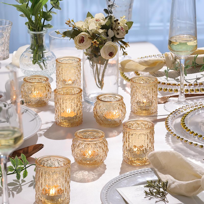 NITIME 36 Pcs Assorted Gold Votive Candle Holders, Tea Light