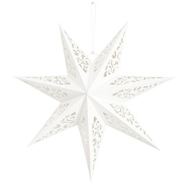 Hollow Out Paper Star Lantern Hanging Star Lampshade Decoration for Weddings Christmas Holiday Birthday Party Celebration (White)