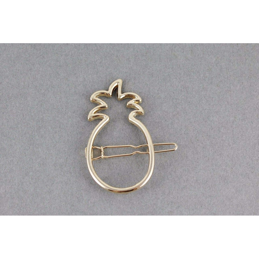 Gold pineapple barrette outline shape metal hair clip barrette fruit shape