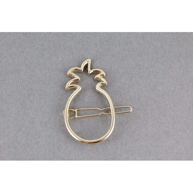Gold pineapple barrette outline shape metal hair clip barrette fruit shape