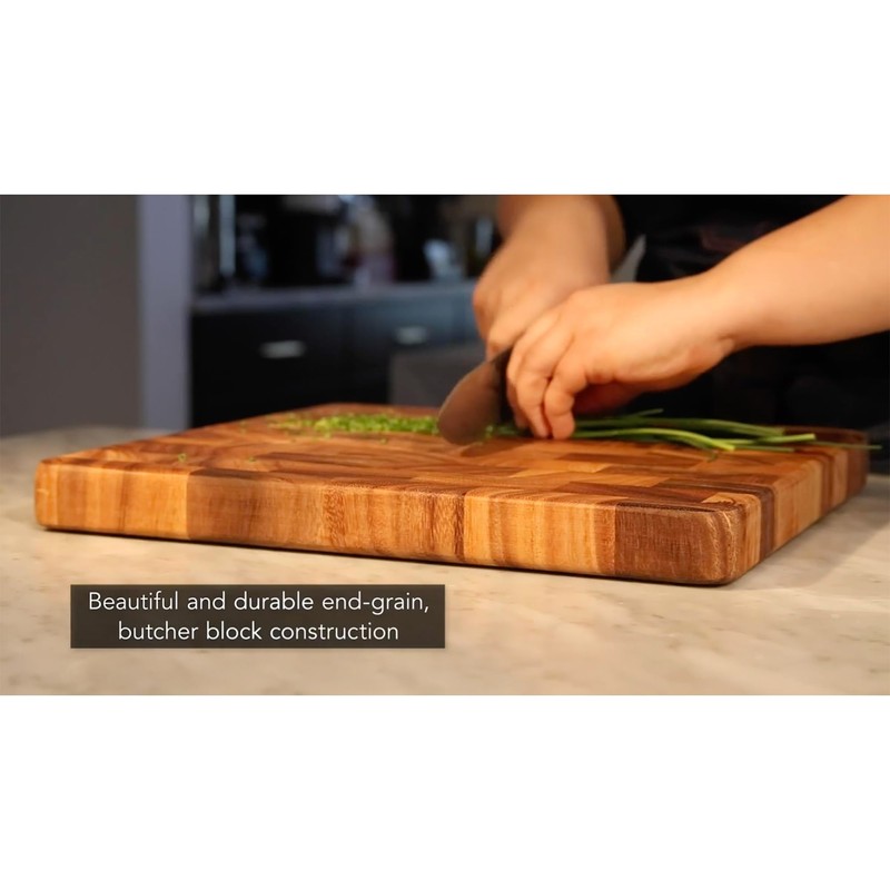 Ironwood Gourmet Large End Grain Prep Station Acacia Wood Cutting