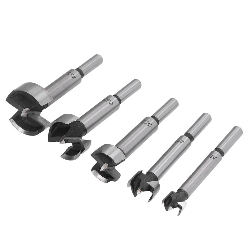 5Pcs Forstner Drill Bit Round Shank 15mm 20mm 25mm 30mm