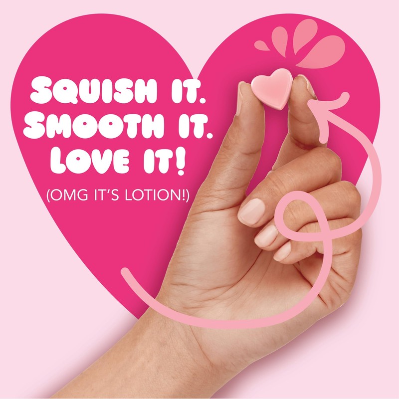 Jergens Cherry Almond Lotion Bursts, Squishy Heart-Shaped Moisturizer Bursts, Lotion