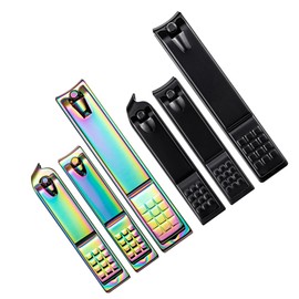 Healvian 12pcs Stainless Steel Nail Clippers Ergonomic Design for Easy Use Black and Colorful Nail Trimmer Kit for Men and Women for Manicure and Pedicure