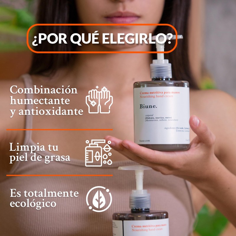 Crema Nutritiva para Manos | Con Té Verde, Aloe Vera