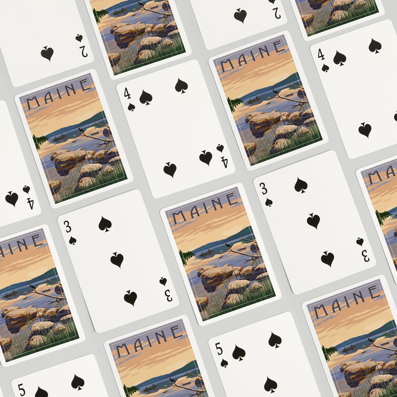 Maine, Lake Sunrise Scene (52 Playing Cards, Poker Size Card