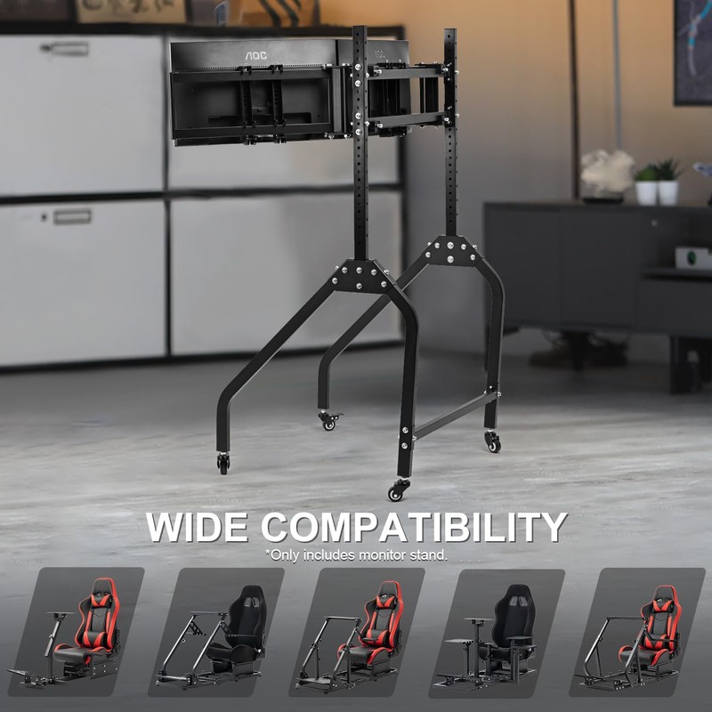 Marada Sim Racing Triple Monitor Stand with Wheels for 27-32
