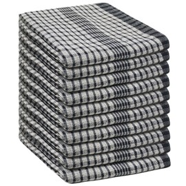 Casabella Wonderdry Tea Towels - 100% Cotton Kitchen Towels 50x70 cm Pack of 10 Cleaning Cloth, Highly Absorbent & Thick, Dish Cloths for washing up - Black Tea Towels