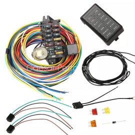 JY MOTORING 12-14 Circuit Universal Wiring Harness Muscle Car Hot Rod Street XL Wires New